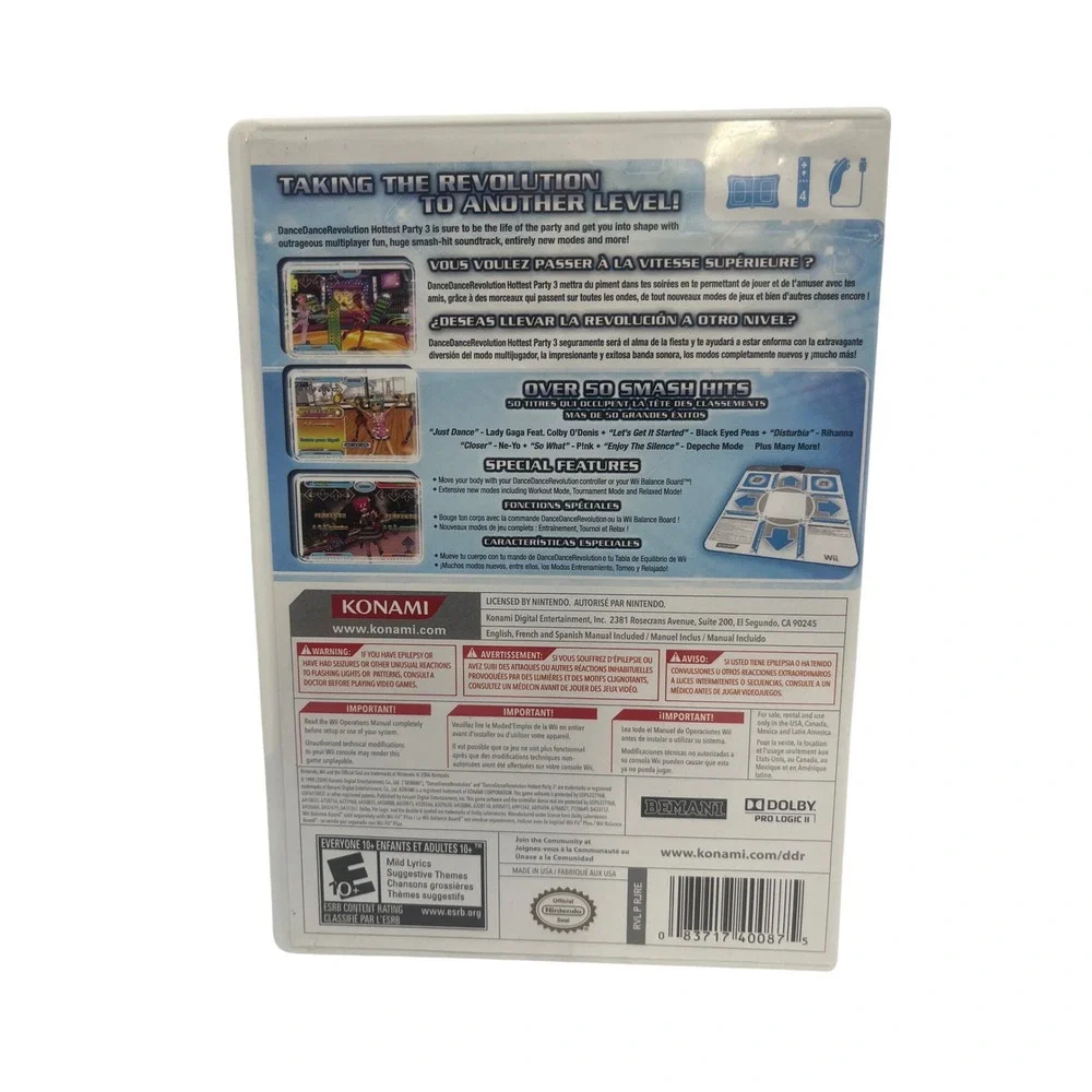 DanceDanceRevolution‎ Hottest Party 3 Nintendo Wii Konami 2009 CIB Complete